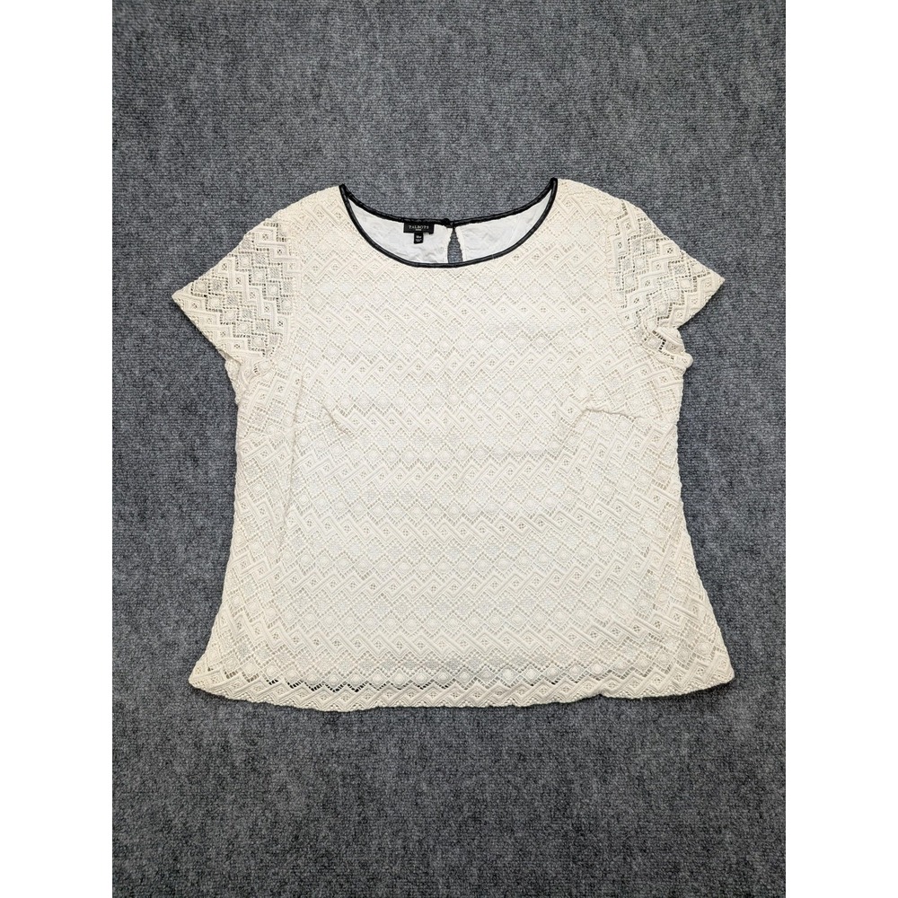 Talbots Shirt Womens 18W Ivory Crochet Lace Lined Elegant Boho Career Work